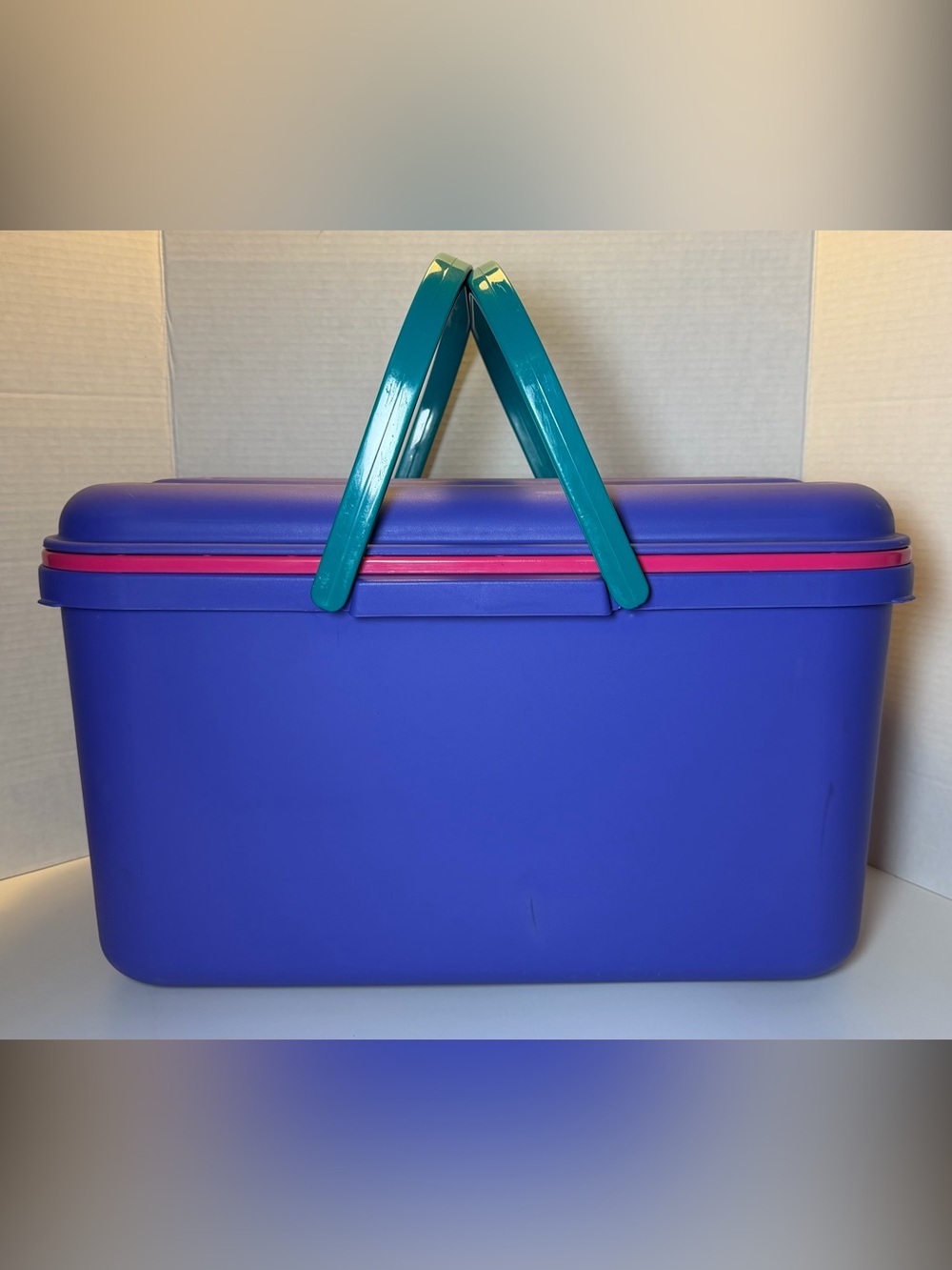 VINTAGE EAGLE CRAFTSTOR LARGE SEWING CRAFT STORAGE TOTE W/TRAY 19”x 9”x 11”